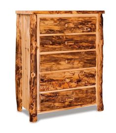 a wooden dresser with five drawers and one drawer on the bottom, is made out of wood