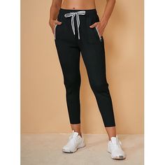 Season:Winter,Fall; Fabric:Spandex,Polyester; Gender:Women's; Activity:Golf; Clothing Type:Bottoms; Elasticity:Stretchy; Occasion:Sports,Outdoor; Age Group:Adults; Function:Moisture Wicking,Thermal Warm,Sun Protection; Pattern:Solid Color; Brand:Acegolfs; Sports Clothing Sub Category:Golf Joggers; Listing Date:08/05/2024; Pants Length:null; Waistline:null Fitted Sports Joggers, Sporty Stretch Joggers For Winter, Winter Sports Joggers With Stretch, Winter Sports Stretch Joggers, Black Stretch Joggers For Fall, Black Winter Sports Joggers, Black Winter Activewear For Jogging, Black Fitted Joggers For Fall, Black Winter Joggers For Gym