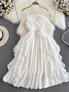 Spaghetti strap dress,cute dress,white dress,fairy dressMaterial:blendedStyle：chicColor:as pictureFeatures:fairySize:(cm):S,M,L 1inch=2.54cm,1cm=0.39inchS:length:115,bust:82,waist:62&ltp&gtM:length:116,bust:86,waist:66&lt/p&gt&ltbr/&gt&ltp&gtL:length:117,bust:90,waist:70&lt/p&gt&ltbr/&gt&ltp&gtNote:Due to different measurement methods,there will be 1-3 error(unite:cm), please understand.&lt/p&gt&ltbr/&gt&ltp&gtPlease check the size carefully when you choose items,thank you.&lt/p&gt&ltbr/&gt&ltp&gtAll items will arrive in about 20-25 days, if you are in a hurry to receive goods or on a specific day please contact and note us to upgrade fast logistics(arrive in 7-10 days).&lt/p&gt&ltbr/&gt White A-line Sundress For Party, White Sleeveless Fairycore Dress, Elegant White A-line Suspender Dress, Elegant White Fairy Dress For Summer, White Sleeveless Ruffled Suspender Dress, Fairycore Spaghetti Strap Party Dress, White Sleeveless Suspender Dress With Ruffles, White Fairy Dress For Summer Garden Party, White Summer Fairy Dress For Garden Party