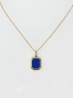 Editor's NotesPANACHE CHASUNYOUNG presents a classic pendant necklace. The color contrast of yellow gold and blue highlights the item. - Lapiz lazuli pendant- Yellow gold and blue combination- Antique metal- Logo charm drop- Luxurious and feminine mood Measurements(in.)One Size- Size: 14.84 in. ( + 1.97 in. ) Composition & Care- Material: Natural Lapis Lazuli, Antique Gold Plated Brass- Plated products may discolor over time due to their nature.- Please be careful th Blue Square Pendant Necklace For Formal Occasions, Luxury Blue Round Pendant Necklace, Luxury Blue Square Pendant Necklace, Blue Gemstone Square Pendant Necklace, Blue Round Pendant Necklace With Polished Finish, Blue Gemstone Necklace With Square Pendant, Polished Yellow Gold Lapis Lazuli Jewelry, Yellow Gold Lapis Lazuli Jewelry With Polished Finish, Sapphire Pendant Necklace With Polished Finish