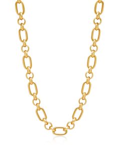 Cable Chain in Stainless Steel with Gold Plating T-Bar / Toggle closure Length: 21 Inches / 53.34 cm Product Code: WNECK_230 Designer's NotesThis elegant chunky cable chain is the perfect statement piece to elevate every outfit. Make it edgy with jeans and oversized button down shirt, or elegant with evening dress or a chic blouse. Please note that all our pieces are crafted by hand and one-of-a-kind, and may therefore vary slightly in size, shape, and color.