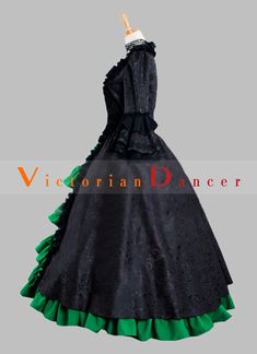 Black And Green Renaissance Medival Velvet Gothic Victorian Dress Ball Gown Reenactment Theatre Costume     Condition: Brand New   Color: amp;nbsp; As Picture   Material: Velvet And Cotton   Silhouette: Ball Gown   Sleeve Length: Full Sleeve   Dresses Length:Floor-Length   Neckline:Square Collar   Decoration: Lace   Style: Vintage   Includes: Dress      amp;nbsp; Green Historical Costume Dress, Black Regency Dress For Costume Party, Black Regency Style Dress For Costume Party, Black Medieval Dress With Historical Design For Costume Party, Black Regency Style Victorian Costume Dress, Black Historical Victorian Costume Dress, Black Victorian Dress With Historical Design, Historical Black Victorian Costume Dress, Black Vintage Victorian Dress For Fancy Dress