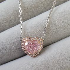 0.70 Carat GIA Faint Pink Heart VS2 Clarity 0.10 of Surrounding Pink Diamonds Handmade in 18k 16 Inch Chain GIA Certified Diamond Pink Heart Cut Necklaces, Perfect Gift For Her, Pink Heart Cut Diamond Jewelry, Pink Heart-shaped Diamond Necklace, Pink Heart-shaped Jewelry With Diamond Accents, Pink Heart-shaped Necklace With Rhinestones, Heart Shaped Diamond Pendant, Pink Diamonds, Heart Diamond, Heart Pendant Diamond