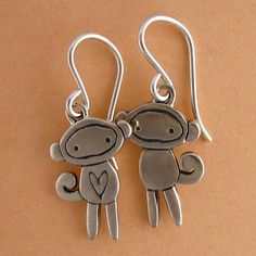 Little Sock Monkey Earrings by marmar on Etsy, $50.00 Playful Dangle Personalized Jewelry, Fun Personalized Dangle Jewelry, Handmade Playful Sterling Silver Jewelry, Playful Handmade Silver Jewelry, Cute Nickel-free Sterling Silver Jewelry, Nickel-free Cute Sterling Silver Jewelry, Cute Sterling Silver Nickel-free Jewelry, Cute Sterling Silver Dangle Earrings, Cute Handmade Silver Jewelry