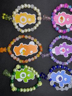 carebears inspired beaded bracelets ! 2inches wide and is stretchy ! Care Bears Bracelet, Bracelet Ideas, Care Bears, Gummy Bears, Festival Season, Bears, Jewelry Bracelets, Accessory Gift, Beaded Bracelets