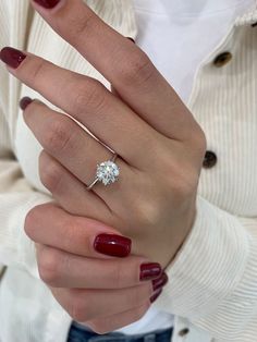 2ct Round F-VS2 Diamond Solitaire Engagement Ring - violetjewels Measure Ring Size, Round Solitaire, Round Engagement Rings, Vs2 Diamond, Types Of Diamonds, Bridal Ring Sets, Engagement Rings Round, Moissanite Wedding Bands, Eternity Ring Diamond