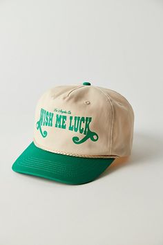 Just as versatile as it is vintage-inspired, this wear-anywhere baseball cap is featured in a retro-style silhouette with an unstructured, 5-panel crown and super cool screen-printed logo for a western-inspired touch. **Features:** 5-panel crown, unstructured style, rope detail at brim, adjustable back detail **Why We ❤ It:** *The* ideal finishing touch to add to absolutely any 'fit, this stand-out hat is sure to be your go-to pick for countless years to come. | Wish Me Luck Western Baseball Cap Leah Fish Hats, Billionaire Boys Club Trucker Hat, If The Cap Fits Wear It, Retro Adjustable Snapback Hat For Sports, Retro Flat Brim Snapback Hat For Baseball Season, Retro Snapback Hat With Embroidered Logo And Curved Brim, Retro Snapback Baseball Cap With Embroidered Logo, Retro Snapback Hat With Curved Brim, Retro Hat With Embroidered Logo For Baseball Season