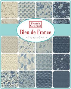 french general bleu de france quilting fabric samples in blue and white