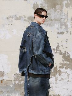 This is a unique and casual denim jacket that is made out of sturdy cotton 100% denim fabric. With a trendy and young design with rough destroyed texture all over, layered elements on destroyed parts, and dirty washing process that gives a vintage mood, it gives a unique and wild look. - Layered detail- Destroyed detail and dirty washing- Welt pockets on the side Casual Denim Jacket, Casual Denim, Denim Fabric, Welt Pockets, Welt Pocket, Making Out, Denim Jacket, Texture, Fabric