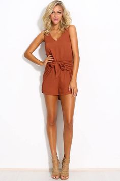 Go for stylish comfort in The Copacabana Romper. This romper features an elasticised waistline with a tie at the front and a fabric overlay on the back that makes the romper look like a dress from the back. Fabric is soft with no stretch.Romper.Partly lined.Cold hand wash only.Model is standard XS and is wearing XS.True to size.Cotton/polyester. Cold Hands, A Dress, Playsuit, Hosiery, Rust, Summer Fashion, Rompers, Models, Fabric