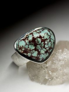 Silver matte finished ring with natural Turquoise  gemstone origin - Egypt stone weight - 14.4 carats ring weight - 9.08 grams ring size - 8.5 US  gem size is 0.35 x 0.55 x 0.79 in / 9 х 14 х 20 mm ref No 8232 Worldwide shipping from Berlin, Germany Turquoise Ring With Large Stone For Jewelry Making, Unique Turquoise Rings With Natural Stones, Sterling Silver Turquoise Ring With Stones, Unique Turquoise Round Gemstones, Turquoise Stone Ring As A Gift, Large Stone Turquoise Ring In Chrysocolla, Unique Turquoise Ring With Natural Stones For Gift, Turquoise Ring With Natural Stones, Unique Turquoise Ring With Cabochon