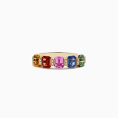 Effy Watercolors 14K Yellow Gold Multi Sapphire and Diamond Ring, 2.50 TCW Multi Sapphire, Sapphire And Diamond Ring, Diamond Ring, 50 %, Sapphire, Yellow Gold, Ring, Yellow, Gold