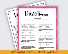 two printable trivias with the text divisili trivia on them