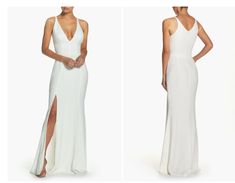 Dress the Population Iris Slit Crepe Gown in Off White Size Large NEW D448 Dress Picture, 15 Dresses