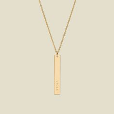 Stand for something. This simple, delicate vertical gold bar necklace piece is beautiful on its own, and striking layered. Choose from Gold, Rose Gold and Silver a beautiful vertical bar necklace. Hand stamped and made in the USA. Made By Mary, Vertical Bar Necklace, Rose Gold And Silver, Vertical Bar, Gold Bar Necklace, Bar Pendant, Gold Bar, Bar Necklace, Gold And Silver