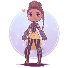 a cartoon girl with braids and gloves