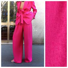 Nwt. Zara Fuchsia Viscose Blend Wide Leg Pants With Darts, High Waist With Front Pleats. Front Pockets. Wide Leg. Front Zip, Inner Button, And Metal Hook Closure. Size Xs. Ref. 3220/564. Waist 14" Flat, Rise 12,5", Inseam 32,5". 1040. Elegant High Waist Pink Pantsuit, Pink Ankle-length Wide Leg Pants For Party, Pink Fitted Trousers Pantsuit, Pink High-waisted Pantsuit For Party, Pink Fitted Pantsuit, Elegant Pink Wide Leg Pants For Party, Fitted Wide Leg Pink Pantsuit, Fitted Pink Wide Leg Ankle-length Pants, Fitted Pink Wide Leg Pantsuit