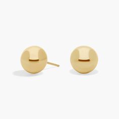 It doesn't get much more classic than our ball stud earrings. The gleaming, polished spheres are crafted of hollow 14k yellow gold for a lightweight, wearable feel. From brunch to boardroom, these ball stud earrings will be your everyday essential. Classic Yellow Gold Spherical Jewelry, Classic Sphere Yellow Gold Jewelry, Classic Gold Rounded Earrings, Classic Gold Sphere Earrings, Everyday Yellow Gold Round Bead Earrings, Classic Rounded Earrings For Formal Occasions, Classic Rounded Earrings For Formal Events, Classic Gold Earrings With Round Beads, 14k Yellow Gold Round Bead Earrings