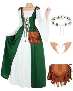 PRICES MAY VARY. Package Includes: you will receive 1 piece of renaissance dress, 1 pair of elf ears, 1 piece of fringe cross body bag and 1 piece of flower crown for girls, which are delicate and elegant, suitable for your cosplay usage Vintage Dress: the cosplay over dress features long flare sleeve, floor length, off shoulder and elastic waist; It has 2 wide flounces, an elastic neckline, witch sleeves, front strap, shoulder strap and back strap, which are comfortable to wear, and you can adj Stage Director, Irish Costume, Irish Costumes, Female Pirate Costume, Long Dress Plus Size, Communist Party, Over Dress, Free Movement, Economic Growth