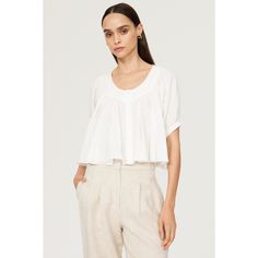 Off-white cotton (100% Cotton). Top. Short sleeves. Scoop neck. Front button closure. 17" from shoulder to hemline. Imported. Rent The Runway, Closet Designs, Cotton Top, White Cotton, Scoop Neck, Short Sleeves, Off White, Fashion Design, White