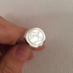 "Handmade Taurus Zodiac Ring - Your Choice of Taurus Word or Symbol Sterling Silver Ring; Custom Made to Size, can be as a Pinky ring, astrology ring Engraved Signet ring with Round Seal - sterling silver or Best quality 18k Gold Plate - also suitable for men and women, Diameter: 15 mm = 0.59\" Please note in the \"notes to seller\" at checkout. : * state your ring size * if you want engraving on it The product will arrive to you packed in gift box and padded envelope to maintain the product Our Ring Astrology, Astrology Ring, Taurus Ring, Zodiac Rings, Rings Sterling Silver, Mens Rings, Jewish Jewelry, Engraved Ring, Letter Ring