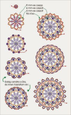 the instructions for how to crochet an ornament in different colors and sizes