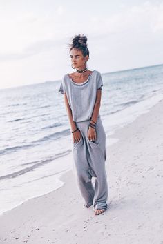 This organic cotton jumpsuit is made for those days when you feel happy without a reason, when your heart is open to the world around you and the birds are singing just for you. We have designed it just the way you like it: cozy, comfortable and practical, with pockets, raw edges and our signature bohemian charm. Machine wash at 40-60 C. Harem Jumpsuits, Women Jumpsuit, Long Blue Dress, Cotton Jumpsuit, Cooler Look, Organic Clothing, Casual Jumpsuit, Overalls Women, Dress With Pockets