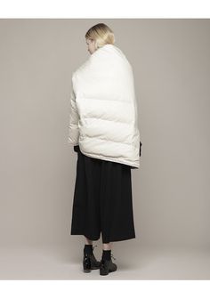 Y'S | Puffer Cape | Shop at La Garçonne Fashion Forms, Tokyo Fashion, Winter Coats, Padded Jacket, Safety Pin, Comme Des Garcons