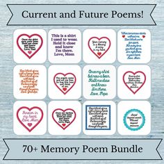 the 70 + memory poem printables bundle is shown in red, white and blue