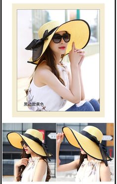 Women's Large Brim Summer UV Protect Paper Straw Floppy Beach Sun Hats — GeraldBlack.com Summer Cap, Paper Straws, Kentucky Derby, Sun Hat, Sun Hats, Derby, Casual Women, Straw, Women Wear