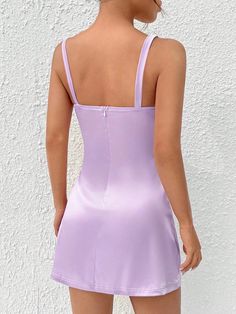 Discover elegance with our Barbie Solid Cami Backless Zipper Dress, a perfect blend of simplicity and style. This dress boasts a casual and plain pattern, complemented by details like a backless feature and a convenient zipper. Embrace comfort with its sleeveless cami design and mini length, made even better by the slight stretch fabric for flexibility. A truly versatile addition to your wardrobe! Features: Style: Casual Pattern Type: Plain Details: Backless, Zipper Type: Cami Sleeve Length: Sle V-neck Mini Dress With Side Zipper For Night Out, Summer Club Mini Dress With Square Neck, Summer Mini Dress With Back Zipper For Date Night, Summer Party Dress With Invisible Zipper, Party Mini Dress With Straight Neckline And Back Zipper, Backless Mini Dress With Back Zipper For Summer, Sleeveless Mini Dress With Invisible Zipper For Date Night, Chic V-neck Mini Dress With Side Zipper, Summer Party Mini Dress With Invisible Zipper