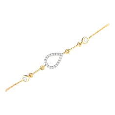 The perfect sparkler to round out a busy woman's day-to-day outfit. This bracelet is fashioned in 14K yellow gold, secured by a spring ring clasp. It is adorned with two bezel-set round diamonds flanking a pear-shaped outline traced with petite round diamonds.This brand new 14K Yellow Gold 0.16ct Diamond Bracelet comes with a gift box. Rose Ring, Fine Jewelry Bracelets, Bezel Setting, Ladies Day, Spring Rings, Pear Shaped, Diamond Bracelet, Round Diamonds, Outfit Of The Day