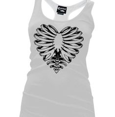 Enhance your look with the skeleton heart women's racerback tank top. this gothic-style tank top is made of soft and comfortable fabric, and features a unique skeleton heart design to make you stand out from the crowd. get yours today and express your individual style. Skeleton Heart, Gothic Skeleton, Women Skeleton, Heart Clothes, Heart Women, Alternative Outfits, Printed Tank Tops, White Tank Top, Racer Back