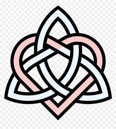 an image of a celtic knot in black and white, with pink accents on the center