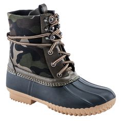 GREEN MULTI Stylish Boots For Women, Women's Winter Boots, Camo Boots, Womens Duck Boots, Duck Boot, Spring Step Shoes, Womens Rain Boots, Stylish Boots, Camouflage Print