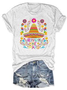 Women's CINCO DE MAYO Print Short Sleeve T-Shirt Oxford Street London, Cheap Clothing, Oxford Street, Women T Shirts, Printed Sleeves, Cheap Clothes, Clothing Women, Shirt Outfit, Printed Shorts