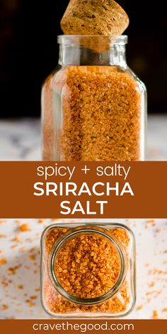 spicy and salty sricha salt in a glass jar