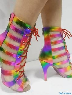 Rainbow Dance Tango, Rainbow Heels, Salsa Shoes, Dance Boots, Latin Shoes, Tango Shoes, Ballroom Dance Shoes, Boots High, White Heels