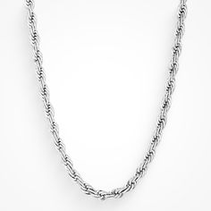 Don't get caught in the motions with this uniquely designed twisted chain. Wear it alone, or make a statement and pair it with our No Direction Necklace. Metal Link Rope Chain Jewelry, Sterling Silver Link Necklace With Rope Chain, Silver Rope Chain Link Jewelry, Silver Rope Chain Jewelry, Metal Rope Chain Necklace, Silver Chain Link Jewelry With Rope Chain, Silver Jewelry With Rope Chain Link, Modern Twist Metal Jewelry, Modern Link Necklace With Chain Strap