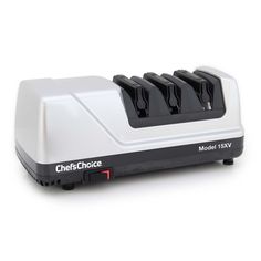 the chef's choice model t70v knife sharpener is white and black