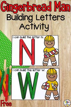 gingerbread man building letters activity for kids