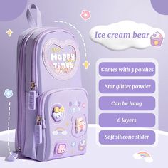 SPECIFICATIONSBrand Name: XpokoOrigin: Mainland ChinaNovelty: NoType: Pencil BagAge: >6 years oldMaterial: FabricUse: Schools & OfficesType: Pencil BagChoice: yessemi_Choice: yes Cute Large Capacity Purple Backpack, Trendy Student Bag With Pen Slots, Trendy Large Capacity Pencil Case For School, Trendy School Bags With Pen Slots, Trendy Large Capacity Pencil Case For Everyday Use, Trendy Large Capacity Pencil Case, Purple Rectangular Pencil Case For Students, Trendy Purple Pencil Case For School, Cute Pencil Case With Cute Design For School