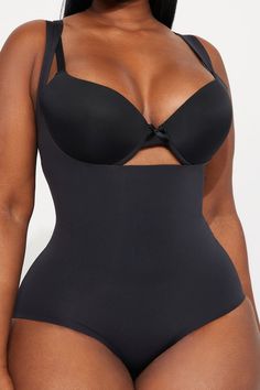 Available In Black And Nude. Medium Support - Mid level compression & support Shapewear Bodysuit Open Cup, Wear Your Own Bra! Light Smoothing Compression Snap Bottom Closure Stretch Moderate Back Coverage Final Sale 80% Polyamide 20% Spandex Imported | Feeling Good Smoothing Shapewear Bodysuit in Black size Small by Fashion Nova Black Compression Bodysuit With Built-in Bra, Full Coverage Compression Bodysuit With Lined Body, High Stretch Full Coverage Bodysuit, Fitted Shapewear Bodysuit With Built-in Padding, Fitted Solid Color Supportive Shapewear, Compression Shapewear Bodysuit, Fitted Bodysuit With Built-in Padding For Shapewear, Shaping Shapewear Bodysuit, Shaping Bodysuit In Shapewear Style