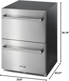 two drawers are shown with measurements for each drawer