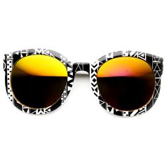 Womens round oversized sunglasses that features a unique variety native print patterns and eye-catching color mirror lens. Black Retro Sunglasses For Festival, Retro Black Sunglasses For Festival, Bohemian Sunglasses With Uv Protection For Vacation, Festival Sunglasses With Mirrored Lenses And Round Frame, Festival Fun Sunglasses With Mirrored Lenses, Round Frame Sunglasses With Mirrored Lenses For Festivals, Fun Black Sunglasses For Vacation, Multicolor Tinted Sunglasses For Festivals, Multicolor Tinted Festival Sunglasses