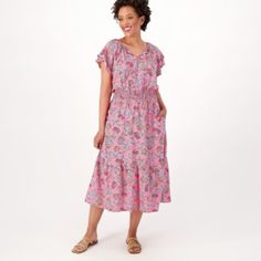 Destination 365 Regular Printed Short-Sleeve Midi Dress With Smocking Size Medium New Without Tags Color: Fuchsia Floral Go For Those Effortlessly Chic Vibes In This Tiered Midi Dress. Flaunting An Eye-Catching Print And Breezy Silhouette, It's A Piece You'll Love All Spring And Summer Long. Wear It To That Weekend Party Or Pack It For Your Next Getaway -- Wherever You're Headed, You're Ready To Make A Statement. From Destination 365. Fabrication: Woven Features: Allover Print, Midi Length, Tier Casual Midi Dress With Smocked Bodice And Flutter Sleeves, Casual Cotton Midi Dress With Flutter Sleeves, Casual Cotton Smocked Dress With Flutter Sleeves, Casual Smocked Dress With Flutter Sleeves, Pink Flowy Dress With Smocked Cuffs, Daywear Smocked Dress With Short Sleeves And Gathered Waist, Casual Smocked Flowy Dress With Elastic Waistband, Spring Dresses With Smocked Cuffs And Short Sleeves, Casual Flowy Smocked Dress With Elastic Waistband