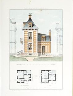 an old house with two floors and three stories on the first floor is shown in this drawing