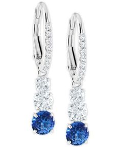 Silver-Tone Crystal Drop Earrings  | macys.com White Crystals, Clear Crystals, Swarovski Jewelry, Crystal Drop Earrings, Mens Gift Sets, Crystal Drop, Sparkling Crystal, Online Earrings, Charm Gift