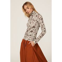 Green floral (91% Rayon, 9% Elastane). Top. Turtleneck. Long sleeves. Pull-on. 24" from shoulder to hemline. Imported. Rent The Runway, Closet Designs, Ulla Johnson, Long Sleeve Blouse, Turtle Neck, Long Sleeve, Floral, Green, Fashion Design