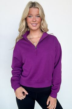 Details:: Stay cozy and stylish with our Haven Half Zip Fleece Pullover. This fleece sweatshirt features a convenient half zip design, making it easy to layer up or down. Perfect for any outdoor adventure or lounging at home, this pullover will keep you warm and on-trend. - Half zip - Long sleeves - Relaxed fit Content: 60%COTTON, 40%POLYESTER Size + Fit: Model is 5'3" (candy pink), 5'9" (light plum), 5'4" (black) and wearing a Small - Measurements from a size Small are approx - Full length: 23" Cozy Half-zip Sweatshirt For Loungewear, Sporty Half-zip Sweater, Funnel Neck Sweatshirt For Fall Outdoor Activities, Outdoor Half-zip Sweatshirt With Ribbed Cuffs, Fleece Sweatshirt With Zipper For Outdoor Activities, Outdoor Half-zip Athleisure Sweatshirt, Cozy Fit Half-zip Fall Sweatshirt, Outdoor Athleisure Half-zip Sweatshirt, Fall Half-zip Sweatshirt For Outdoor Activities